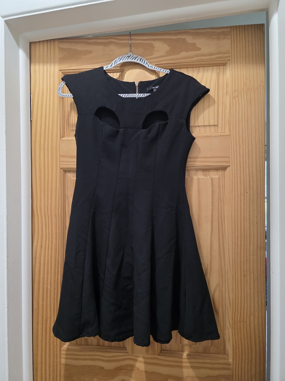Black Fit-and-Flare Dress with Cutout Detail